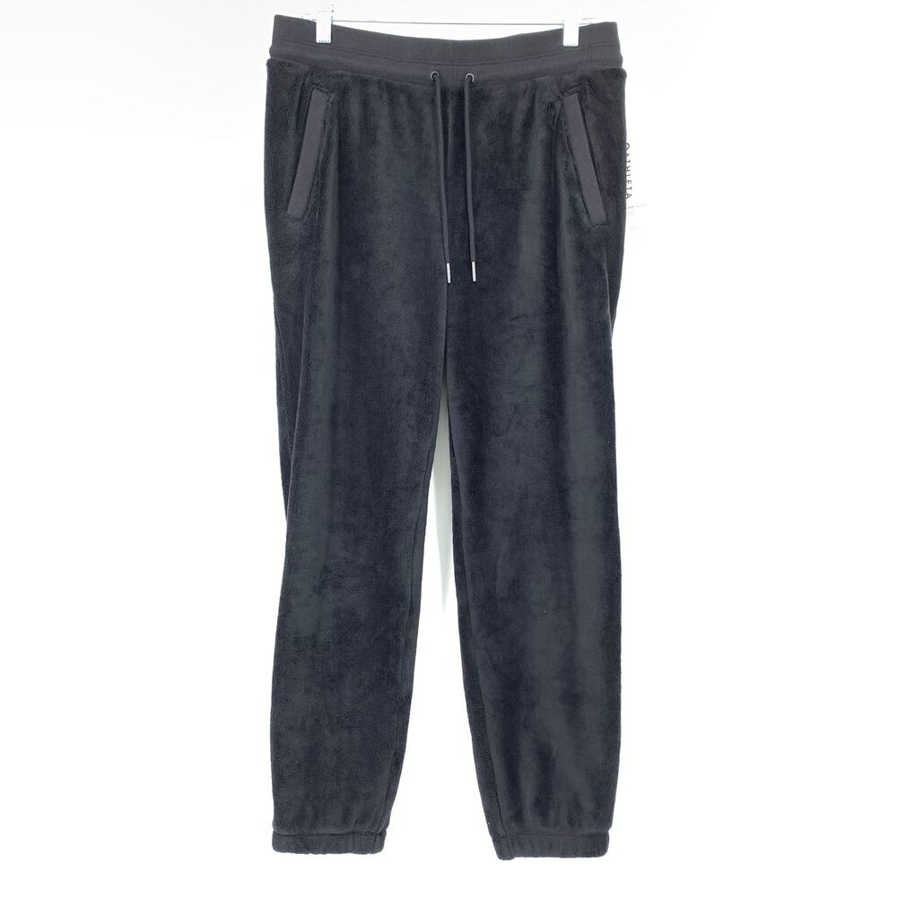 Athleta Cozy Karma Recovery Jogger Pant Womens Size Medium Black Velour NEW